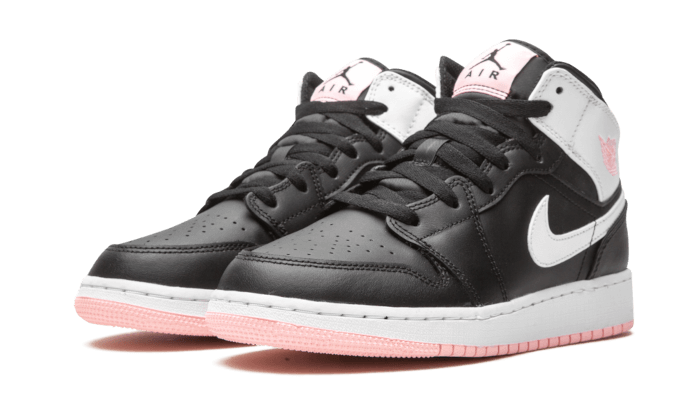 Jordan Girls Jordan AJ 1 Mid - Girls' Grade School Shoes Black/White/Arctic Punch Size 06.5 - 555112-061