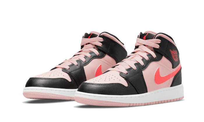 Air Jordan 1 Mid GS 'Black Pink Crimson' - 554725-604