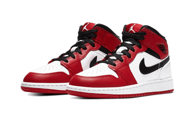 Boys Jordan Jordan AJ 1 Mid - Boys' Grade School Shoe White/Gym Red/Black Size 06.5 - 554725-173