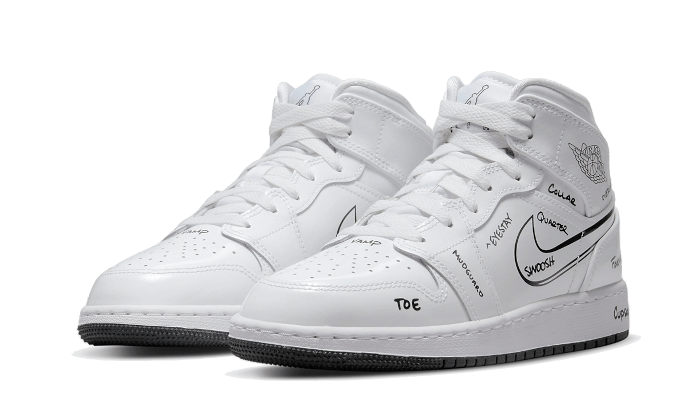 Air Jordan 1 Mid Older Kids' Shoes - White - DQ1864-100