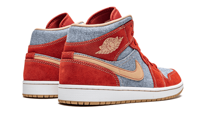 air jordan 1 mid red denim