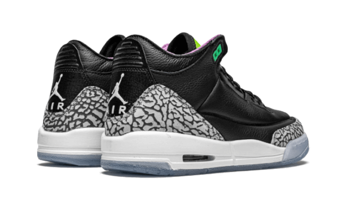 retro 3 black white electric green