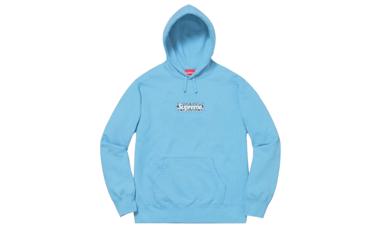 Supreme Bandana Box Logo Hooded Sweatshirt Light Blue Men's - FW19