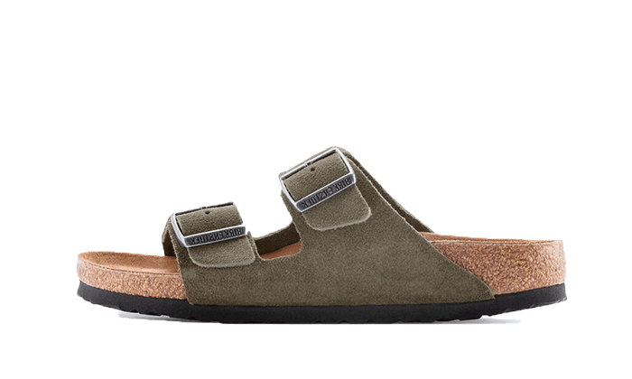 Birkenstock Arizona Suede Leather Sandal, Taupe, Soft Footbed