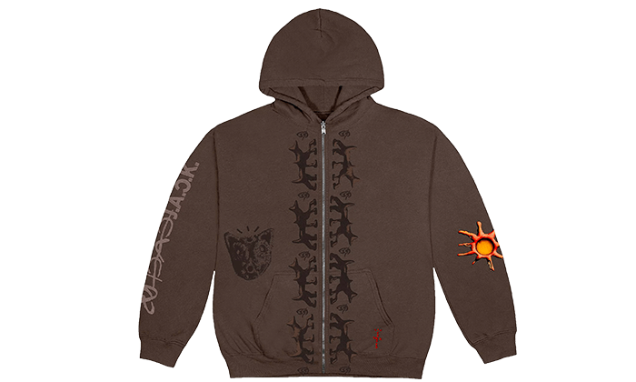 Travis Scott Reverse Dog Zip Up Hoodie Brown