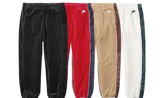 supreme velour track pants