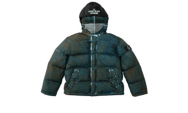 stone island painted camo crinkle down jacket