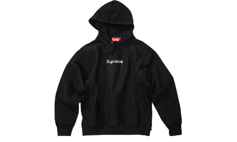 Supreme Swarovski Box Logo Hooded Sweatshirt Black