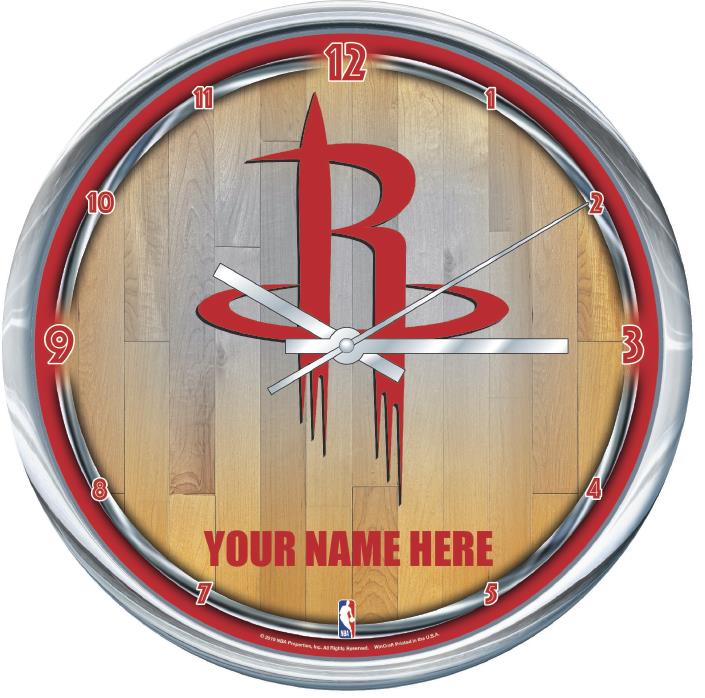 Houston Rockets Wincraft 12" Personalized Chrome Court Logo Clock