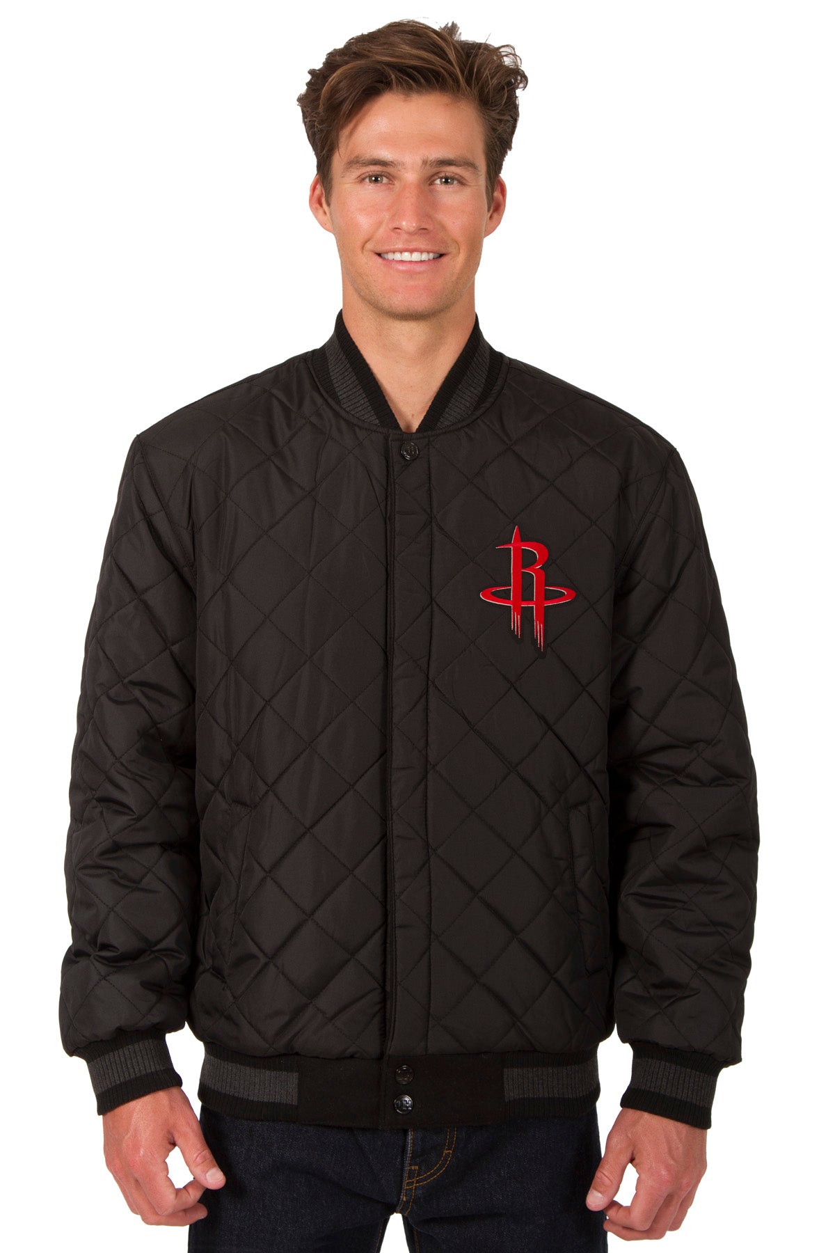 Men's Houston Rockets JH Design Reversible Wool and Leather Jacket