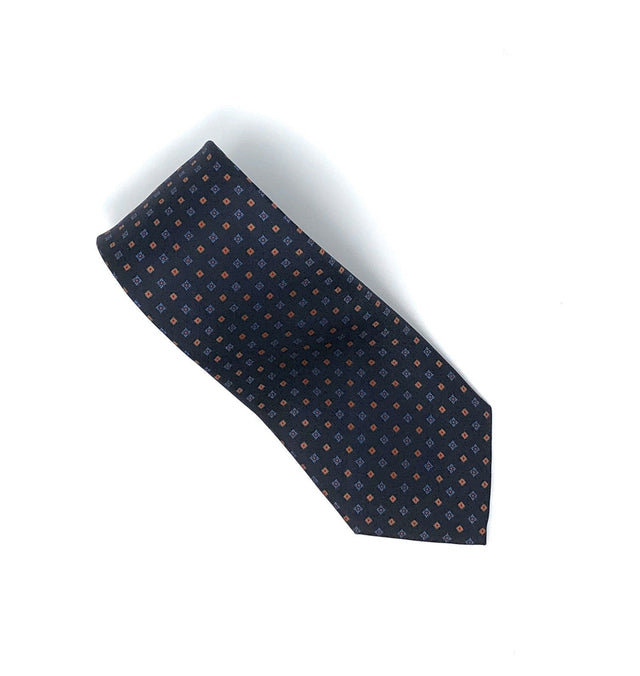 Apulian Diamond printed Italian Wool Tie - Navy Mix