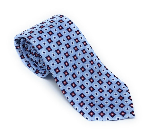 Italian Printed Sky Blue Chain Silk Tie – Wilmok