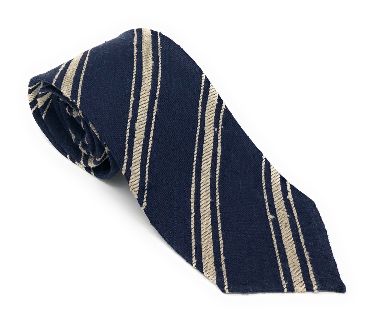 Regimental Shantung Tie - Navy with Burgundy Stripes – Wilmok