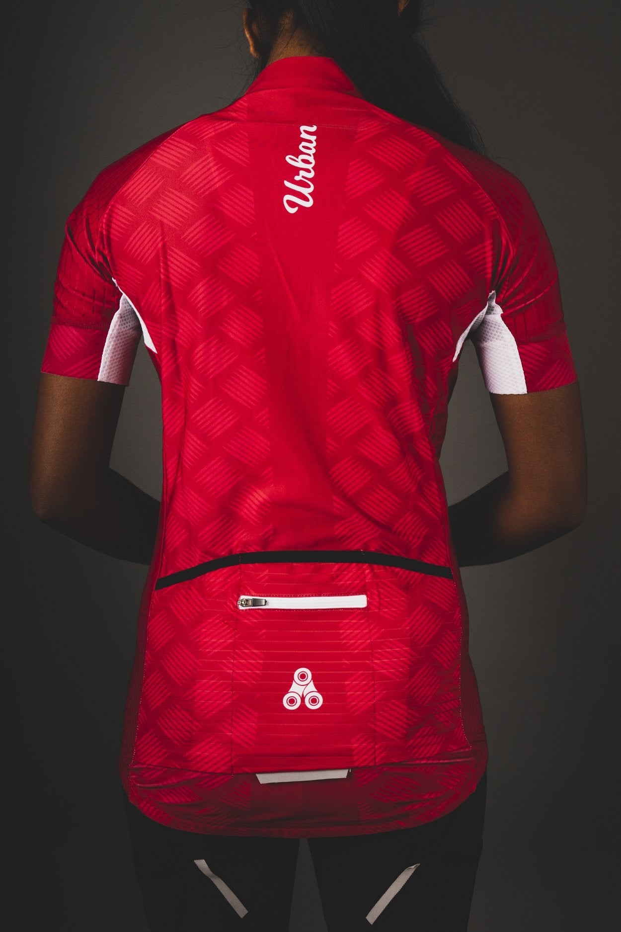 womens red cycling jersey