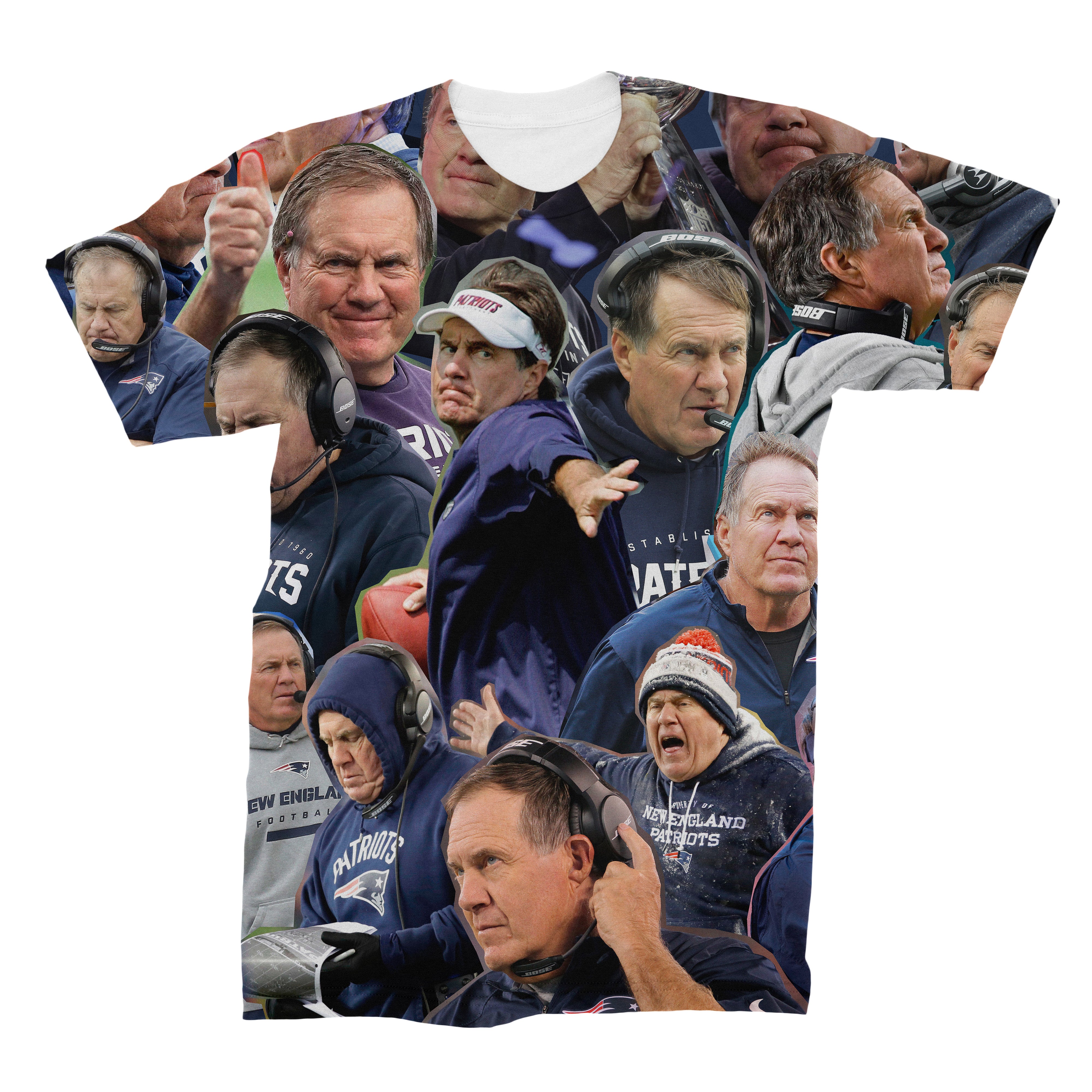 Bill Belichick 3D Collage Face T-Shirt – AllOverPrint.ca