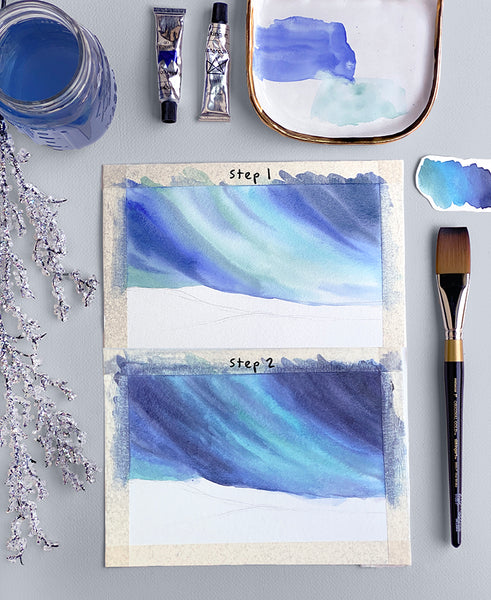 Beginner Watercolor Holiday Card Tutorial - Winter Scene