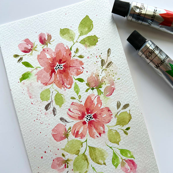 Watercolor flowers painted by Seema Bisht for KINGART