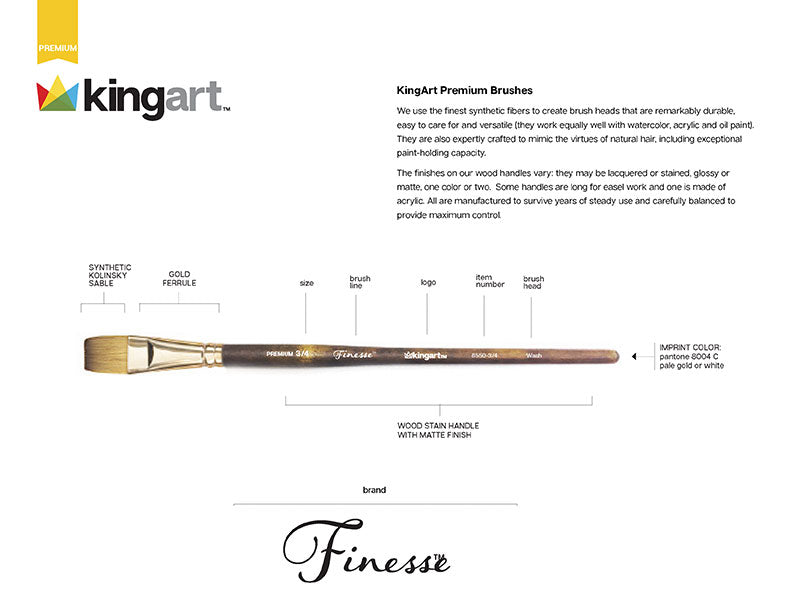 KINGART® Finesse™ Kolinsky Sable Synthetic Blend Premium Watercolor Artist  Brushes, Gift Box, Set of 8