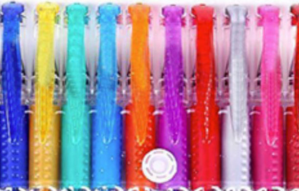 KINGART® Glittering Colored Gel Pens, Scrapbook, Journals, or Drawing,  Colored Glitter Ink, Medium Line , Set of 12 Unique Colors