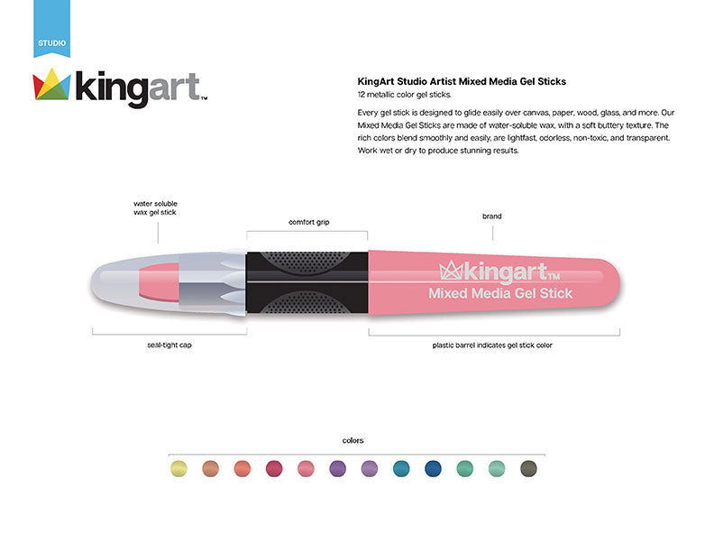 KingArt Basic Color Artist Gel Stick - 12 Set
