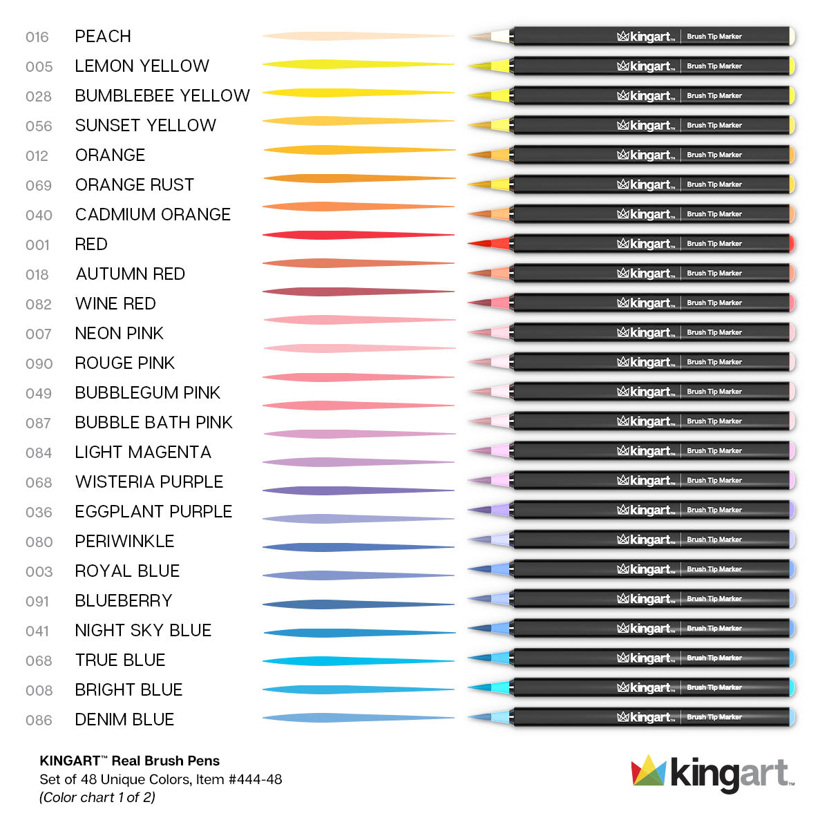 KINGART PRO Coloring Brush Pen Watercolor Markers, in 48 Vivid Colors —  CHIMIYA