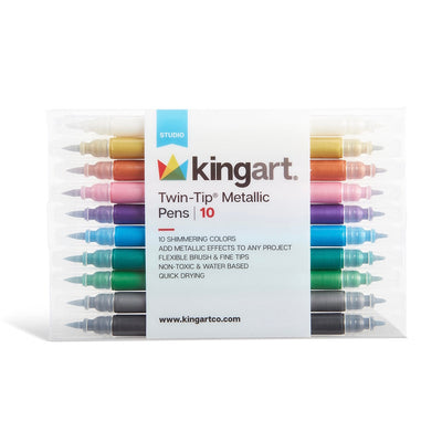 KINGART PRO Twin-Tip Brush Pen Art Markers, Set of 48 Unique Colors