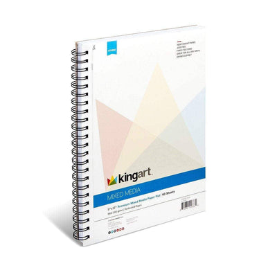 KINGART® Mixed Media Sketchbook, 9 x 12 Inches, 60-Sheet, 98lb/160gsm  Acid-Free Paper, Micro-Perforated, Spiral-Bound, Wet and Dry Media, KINGART