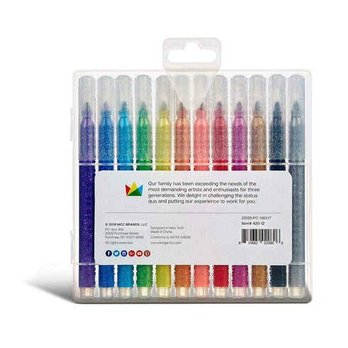 KINGART® STUDIO Glitter Markers, Set of 12 | KINGART