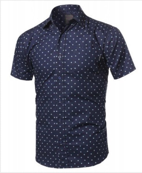 Navy Blue Printed Woven Shirt – Bays and Brooks