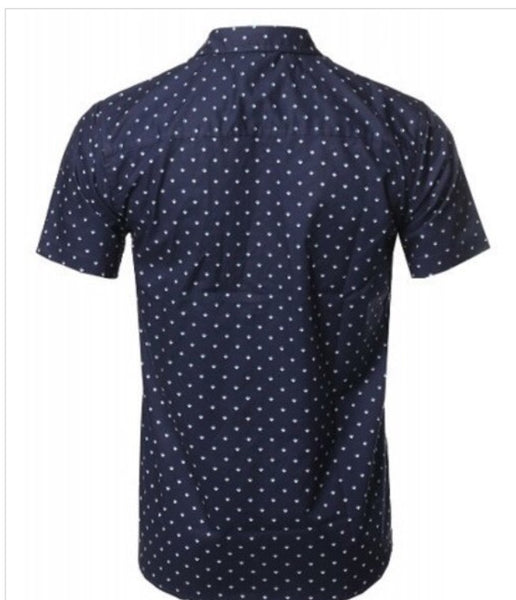 Navy Blue Printed Woven Shirt – Bays and Brooks