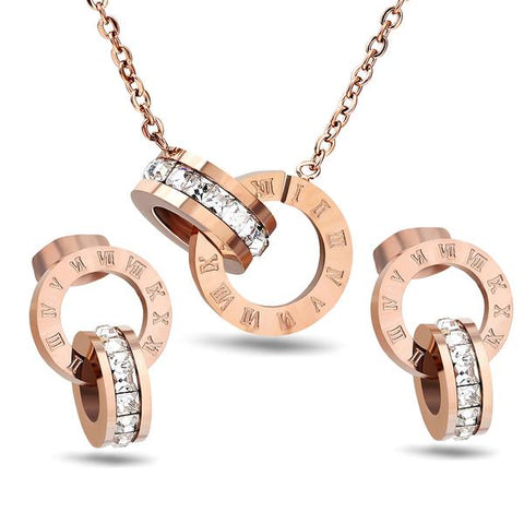 rose gold roman numerals jewelry set