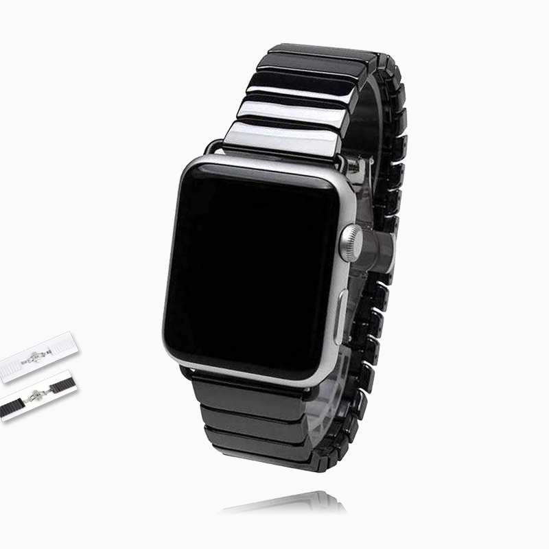 Apple watch band Ceramic link, Luxury Butterfly clasp Loop strap