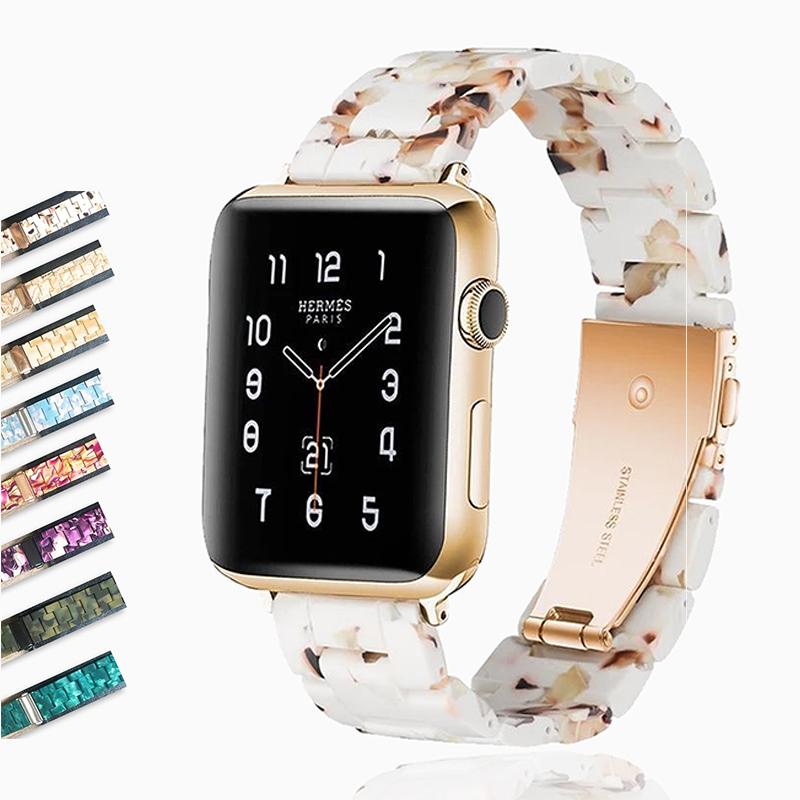 Apple Watch Series 7 6 5 4 3 Band, Resin Watchband Ceramic Clock Belt ...