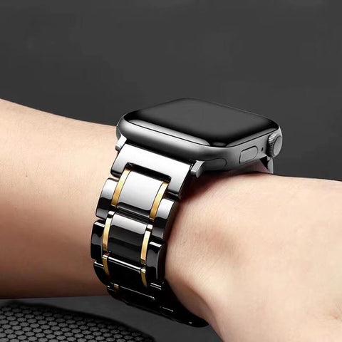Luxury Shiny Mens Black Strap, Apple Watch Band for men Ultra 8 7 6