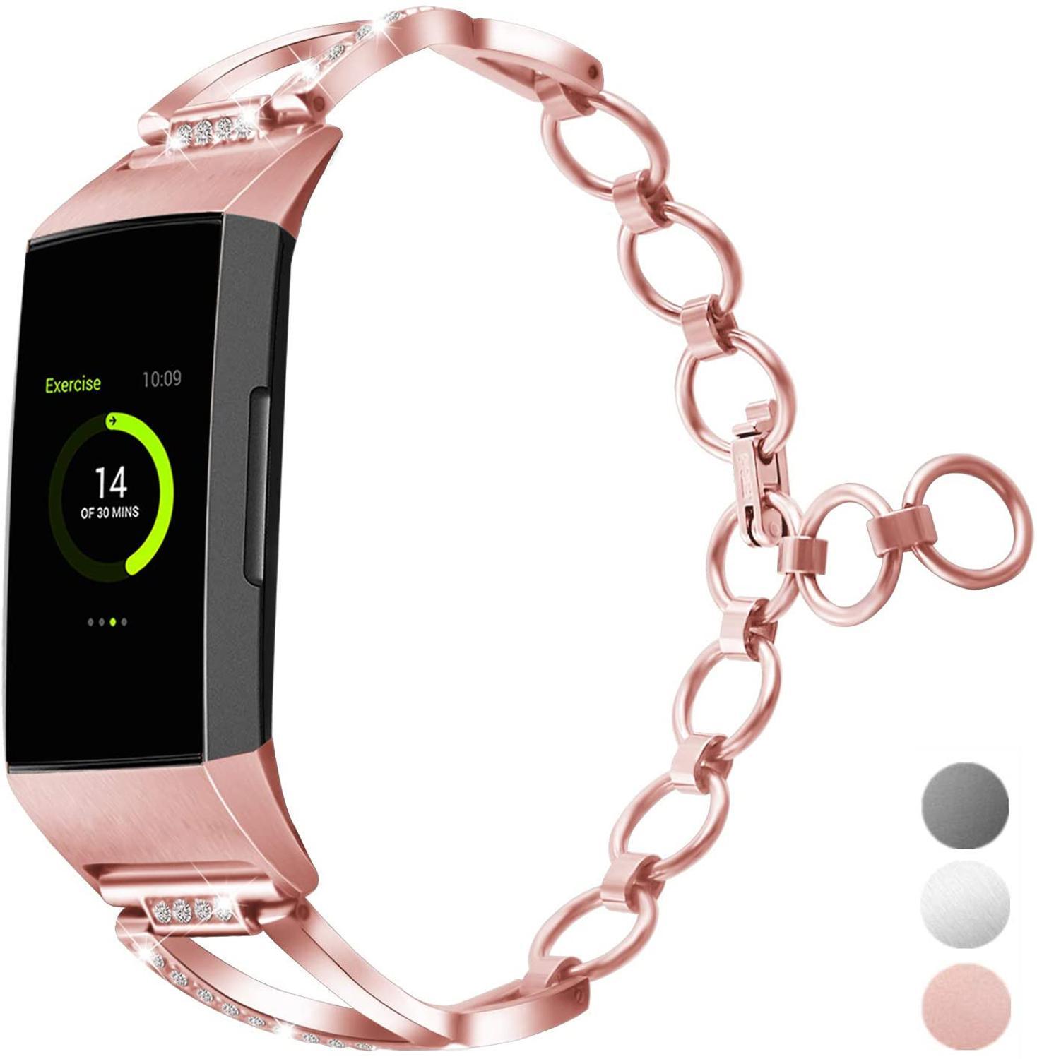 Fitbit 3/4 Band, Diamond Crystal luxury Design Smartwatch Steel – www.Nuroco.com