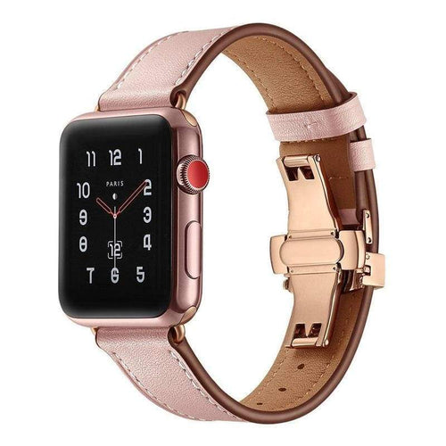 Apple Watch Series 7 6 5 4 Band Genuine Leather Rose Gold