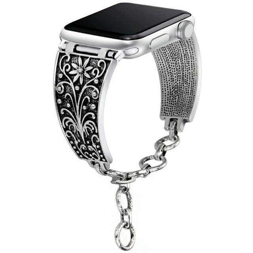 Women Apple Watch Band 38mm 40mm 41mm 42mm 44mm 45mm Adjustable Size iWatch  Bracelet Sterling Silver Heart Medallion Apple Watch Bangle