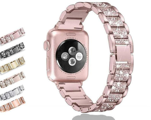 Diamond Case+Metal Strap For Apple Watch Band 45mm 41mm 40mm 42mm 44mm 8 7  SE Women Glitter Metal Strap Diamond Protective Case _ - AliExpress Mobile