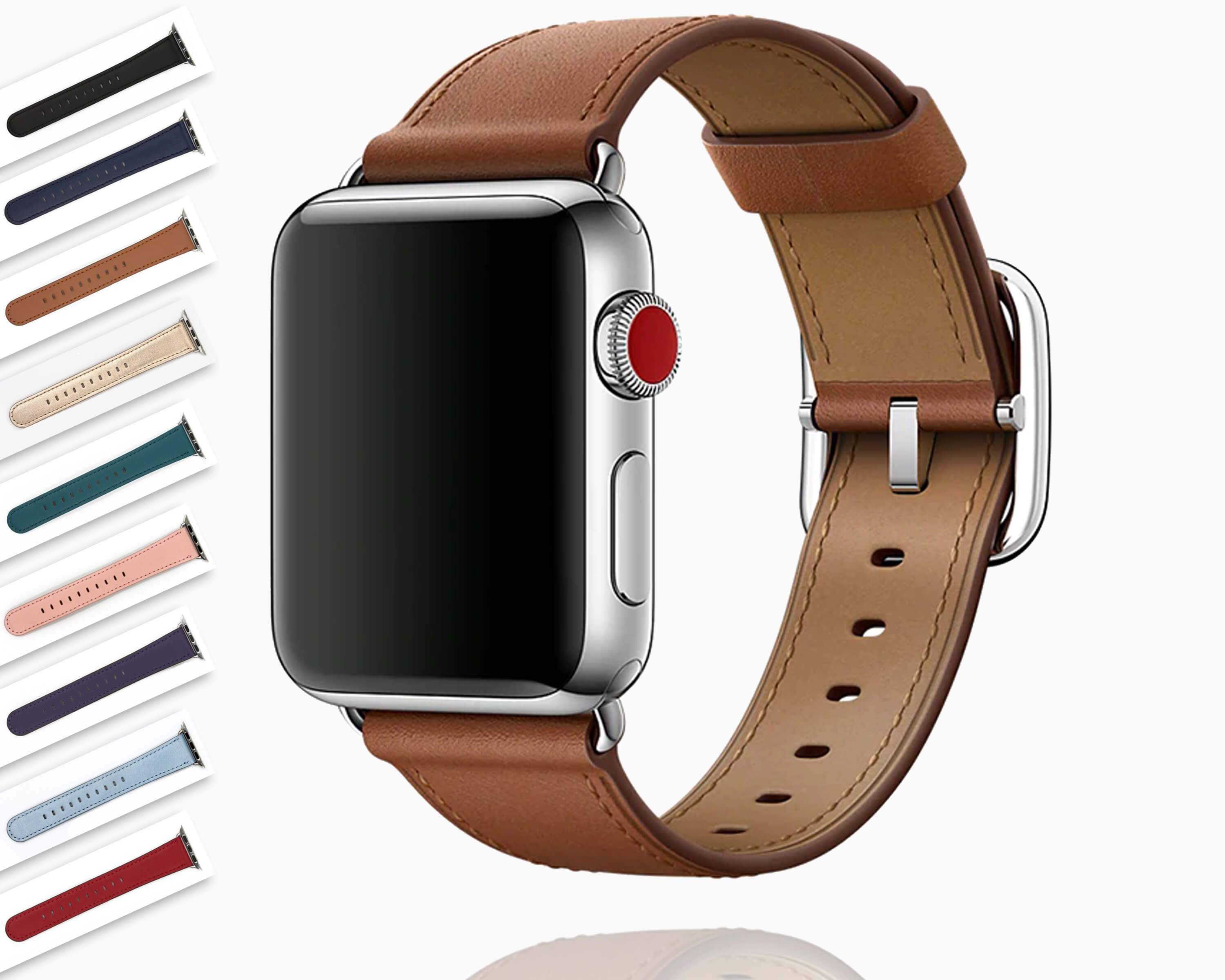  Luxury Watch Bands Compatible with Apple Watch Band 38mm 40mm  41mm 42mm 44mm 45mm, Designer Retro Leather Band Strap Classic Band Buckle  for iWatch Series SE 7/6/5/4/3/2/1… : Cell Phones 