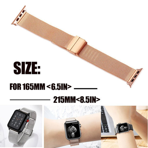 Buckle 6 Watchband 7 Loop Watch Sleek Milanese Band Steel Apple w Mesh