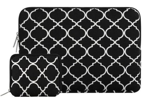 MOSISO Quatrefoil Style Canvas Fabric Laptop Sleeve Case Cover Bag with Shoulder Strap for 13-13.3 inch MacBook Pro, MacBook Air, Notebook Computer