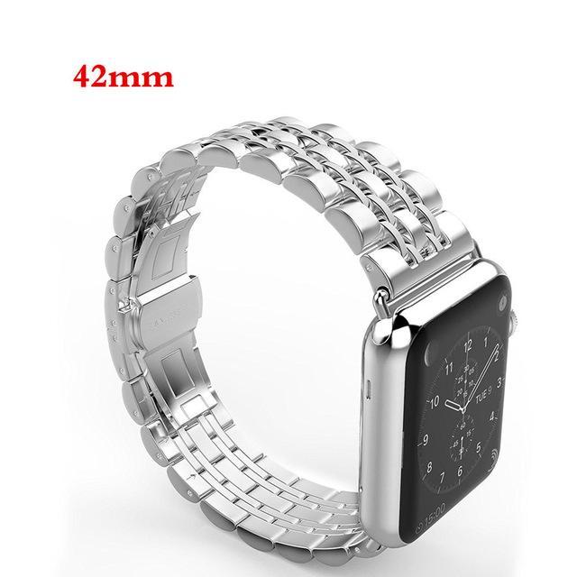 Pure Silver Luxury Two Tone Links Stainless Steel Apple Watch 7 6