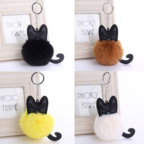 Fluffy Fur Pom Keychains Soft Faux Fur-like Ball Car Keyring Key Holder  Women Bag Pendant Jewelry Keychain Charms