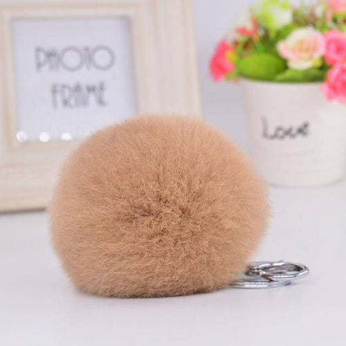 15 colors, 8CM Genuine Rabbit fur ball plush Pom pom key chain silver