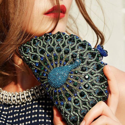 NEW Natasha Tasha Couture Crystal Peacock Clutch Handbag Metal | eBay