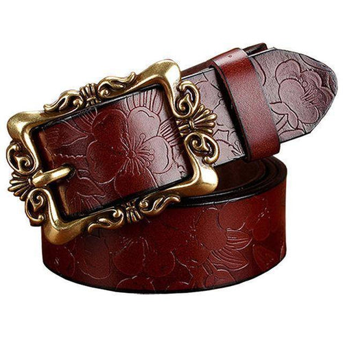 ESPRIT Fashion Casual Stylish Women Lady cow leather Belt Pleated Design  Mud Brown Copper Gold Buckle, Women's Fashion, Watches & Accessories, Belts  on Carousell