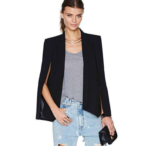 Womens Casual Cape Open Front Split Sleeve Bussiness Blazer Jacket Coat 