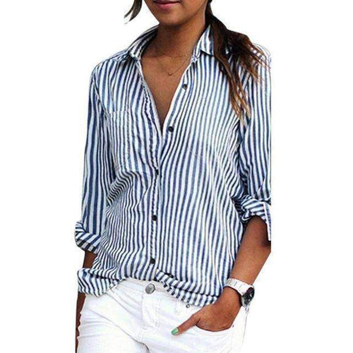 Plus Size - Women Striped Long Sleeve Shirt (US 10-20w)