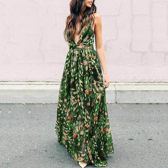 long green floral dress