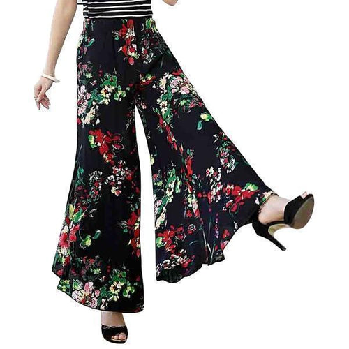 Ladies Palazzo Floral Print Pants Flared Parallel Trousers Plus Size 8-26 UK